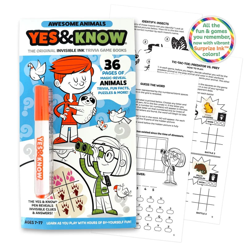 Tree Town Toys - YES & KNOW - INVISIBLE INK GAME BOOK - AMAZING ANIMALS