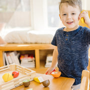 Melissa & Doug - Wooden Cutting Fruit Play Food - in use during play