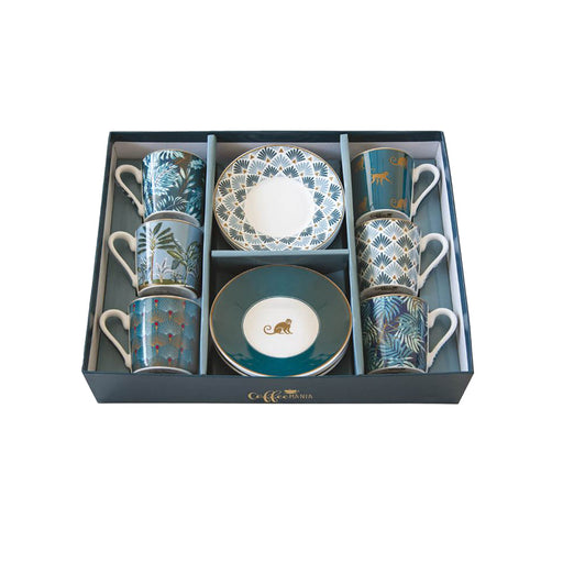 Easy Life - Jungle 100ml Espresso Cups & Saucers Set of 6
