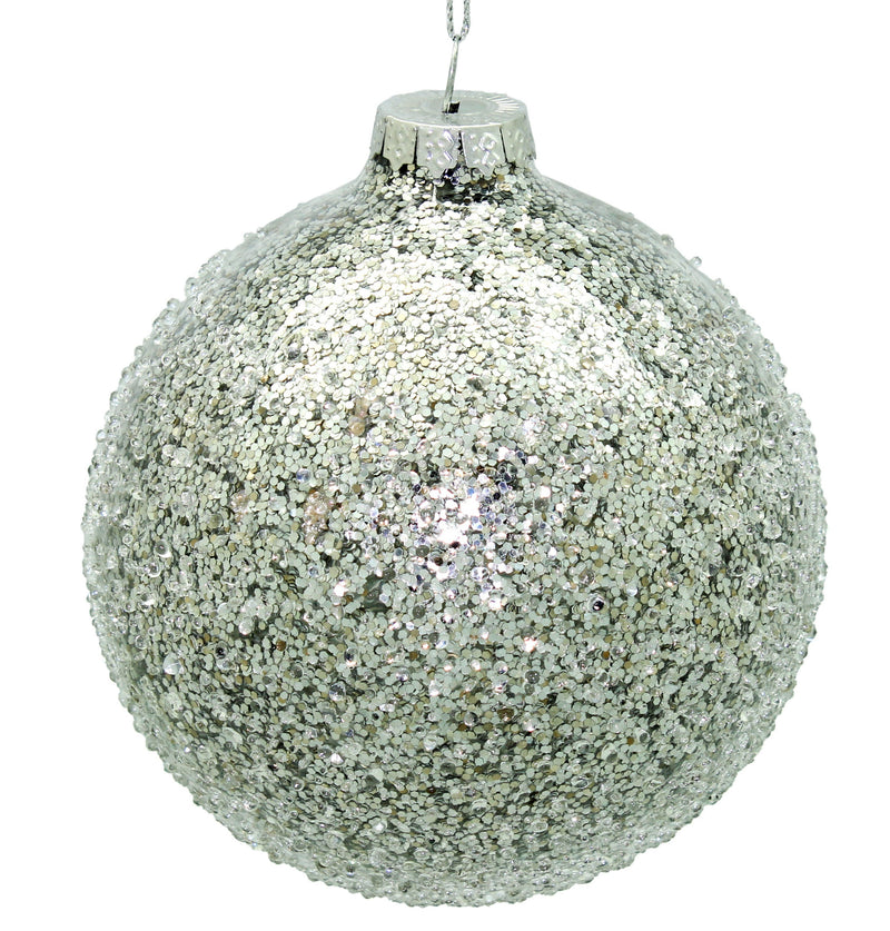 BOWRING - 10cm Iced Silver Ornament