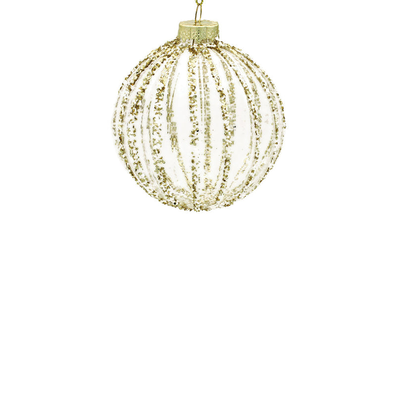 BOWRING - 10cm Clear Ornament with Gold Glitter