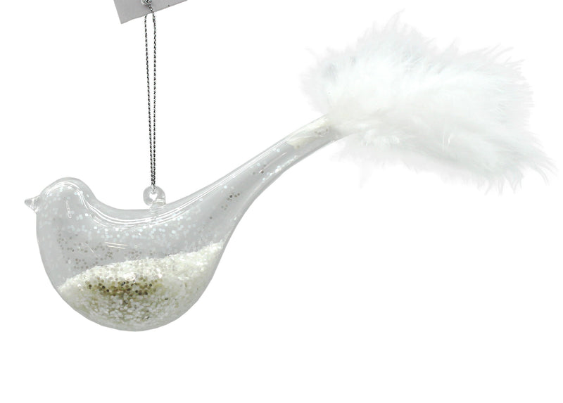 BOWRING - 11cm Bird Ornament with White Feather
