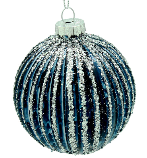 BOWRING - 8cm Fluted Blue Ornament