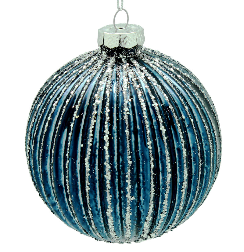 BOWRING - 10cm  Fluted Blue Ornament