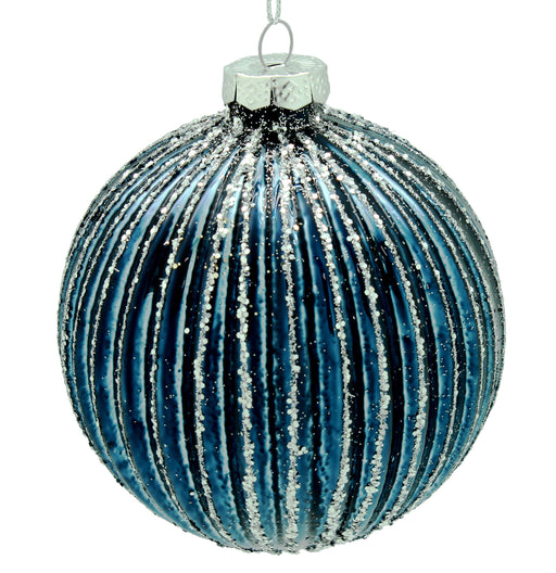 BOWRING - 10cm  Fluted Blue Ornament