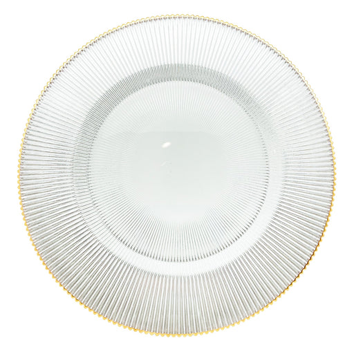 BOWRING - Radiance 33cm Clear Glass Charger Plate with Gold Rim