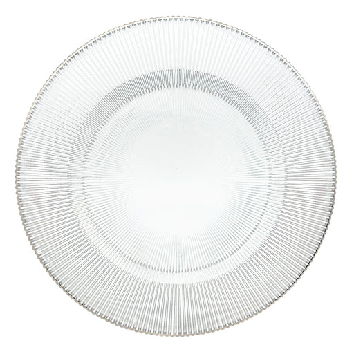 BOWRING - Radiance 33cm Clear Glass Charger Plate with Silver Rim