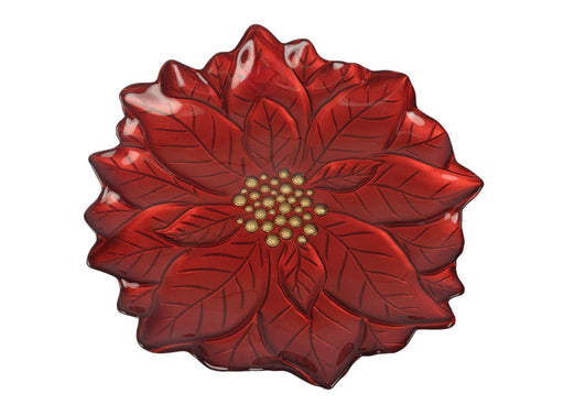 BOWRING - Poinsettia 23cm Glass Red Plate