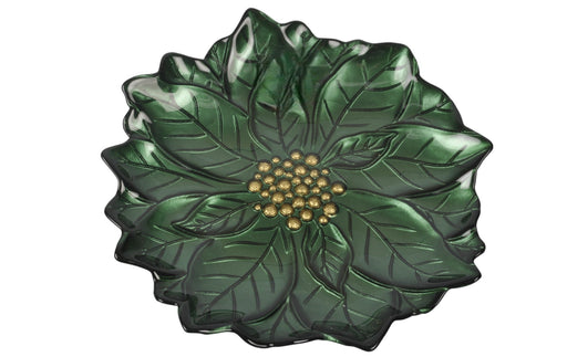 BOWRING - Poinsettia 23cm Glass Green Plate