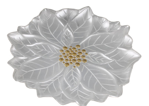 BOWRING - Poinsettia 23cm White Glass  Plate