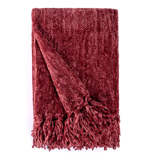 BOWRING - Darby Chenille 50" x 60" Throw, Crimson Red