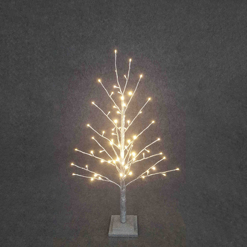 BOWRING - Silver Glitter Tree 90cm/35.5in | 78 Warm White LED Lights