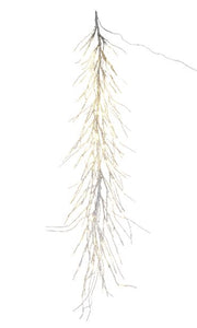 BOWRING - Silver Glitter Garland with Remote 180cm/71" | 126 Warm White LED Lights