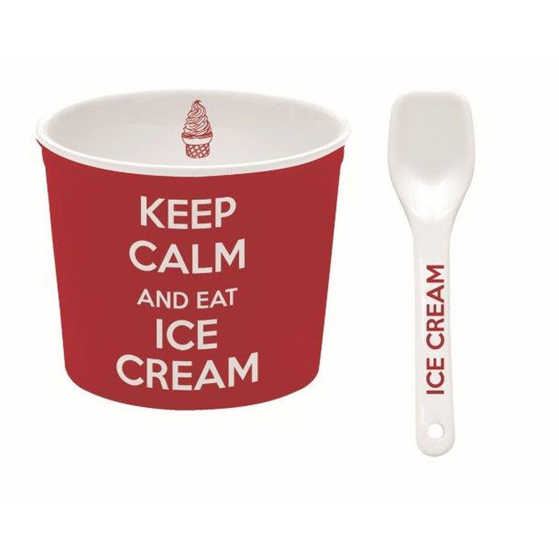 Easy Life - KEEP CALM - Ice Cream Bowl - with Spoon Red