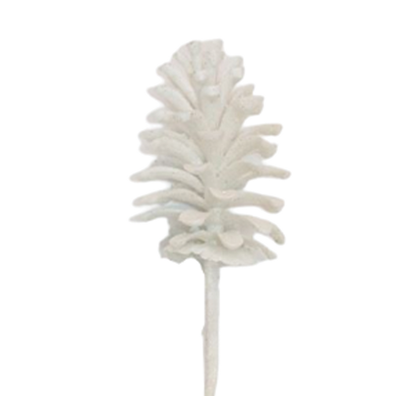 BOWRING - Pinecone 55cm White Iced Cluster