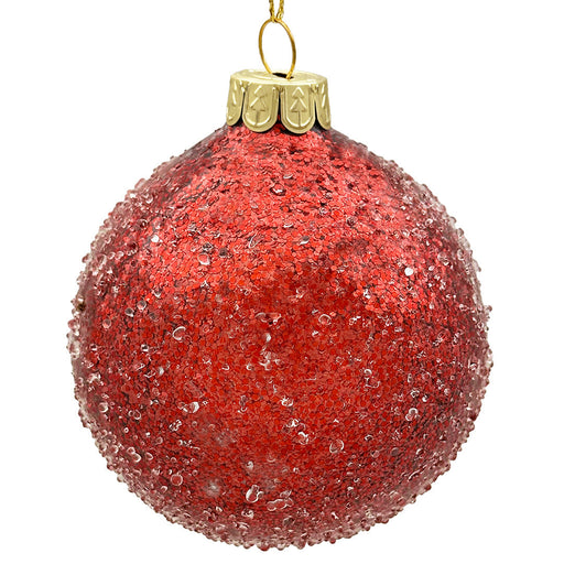 BOWRING - 18cm Iced Red Ball Ornament