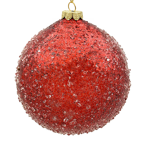 BOWRING - 18cm Iced Red Ball Ornament