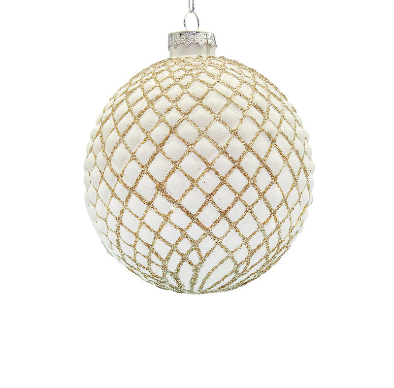 BOWRING - 10cm Regal Antique Champagne Ball Ornament