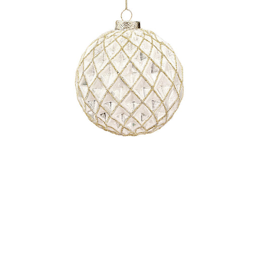 BOWRING - 10cm Kendra Antique White Ball Ornament