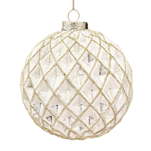 BOWRING - 10cm Kendra Antique White Ball Ornament