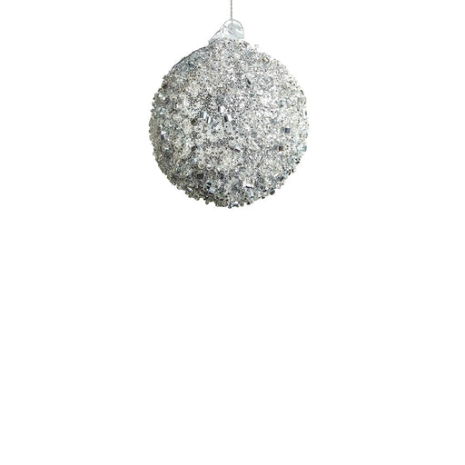 BOWRING - 8cm Silver Beaded Ball Ornament