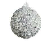BOWRING - 10cm Silver Beaded Ball Ornament
