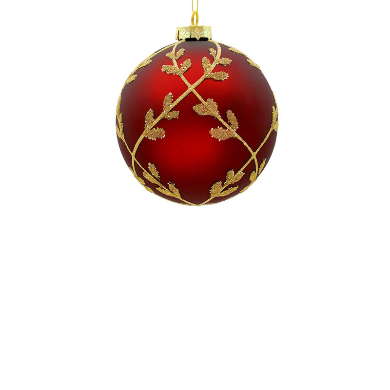 BOWRING - 10cm Laurel Red_Champagne Ball Ornament