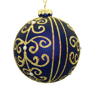 BOWRING - 10cm Gloria Midnight Blue Ball Ornament