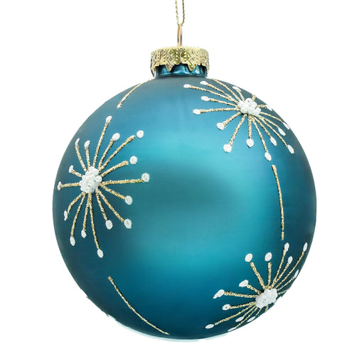 BOWRING - 10cm Starburst Ice Blue Ball Ornament