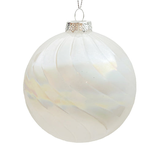 BOWRING - 10cm Neves Irridescent White Ball Ornament