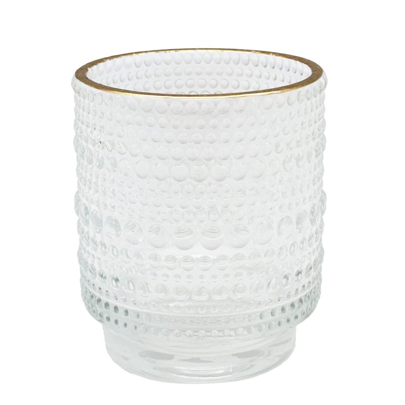 BOWRING - Zoe Clear Votive Holder with Gold Rim/ 12-24