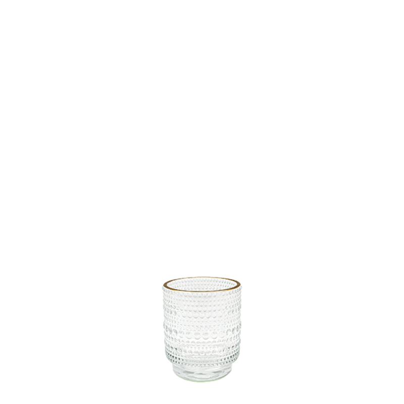 BOWRING - Zoe Clear Votive Holder with Gold Rim/ 12-24