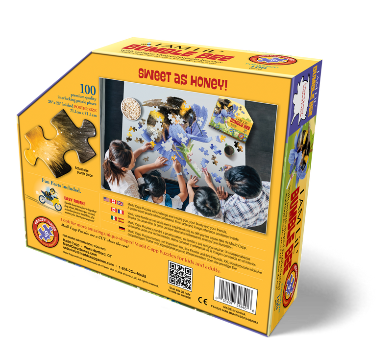 Madd Capp Puzzles – I Am Lil' Bumble Bee Jigsaw Puzzle | 100 Pieces – back of packaging