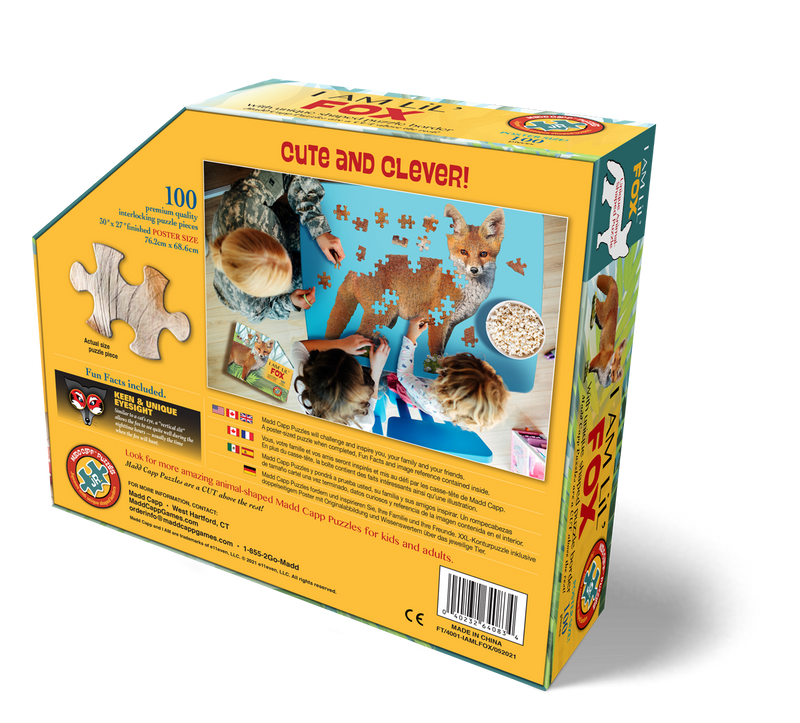 Madd Capp Puzzles – I Am Lil' Fox Jigsaw Puzzle | 100 Pieces – back of packaging