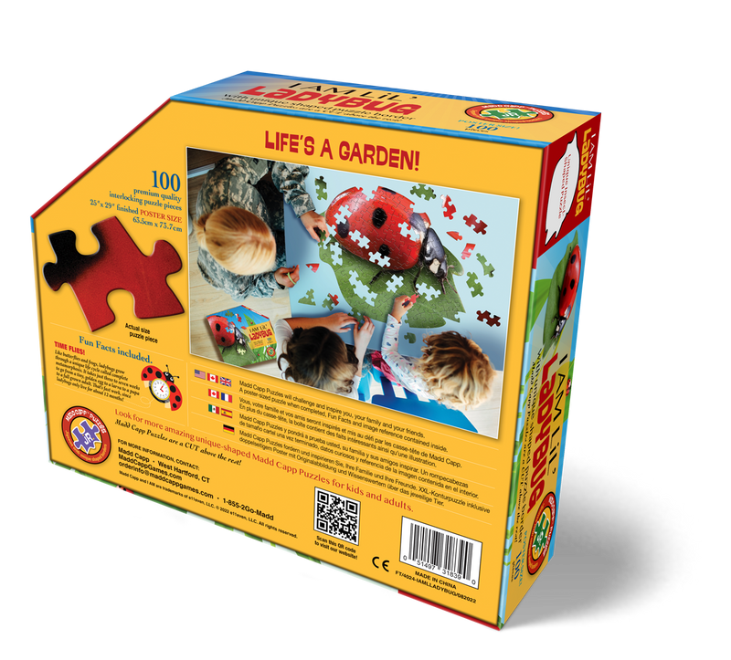 Madd Capp Puzzles – I Am Lil' Ladybug Jigsaw Puzzle | 100 Pieces – back of packaging