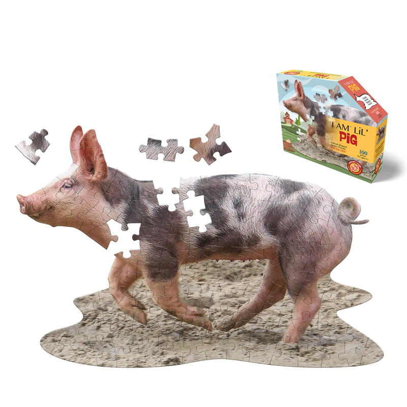 Madd Capp Puzzles – I Am Lil' Pig Jigsaw Puzzle | 100 Pieces – puzzle and packaging
