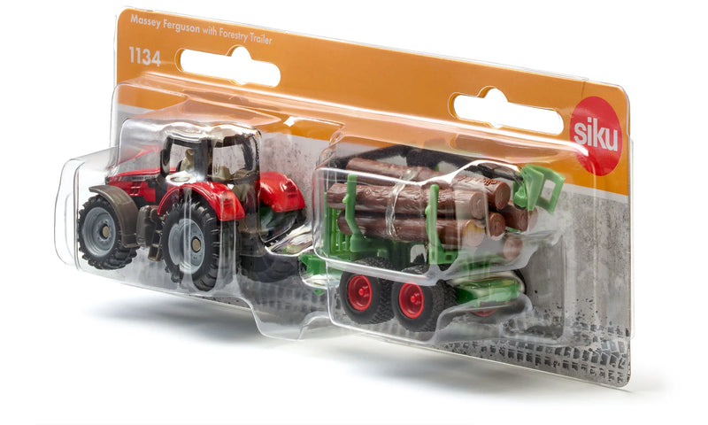 Siku - Massey Ferguson With Forestry Trailer
