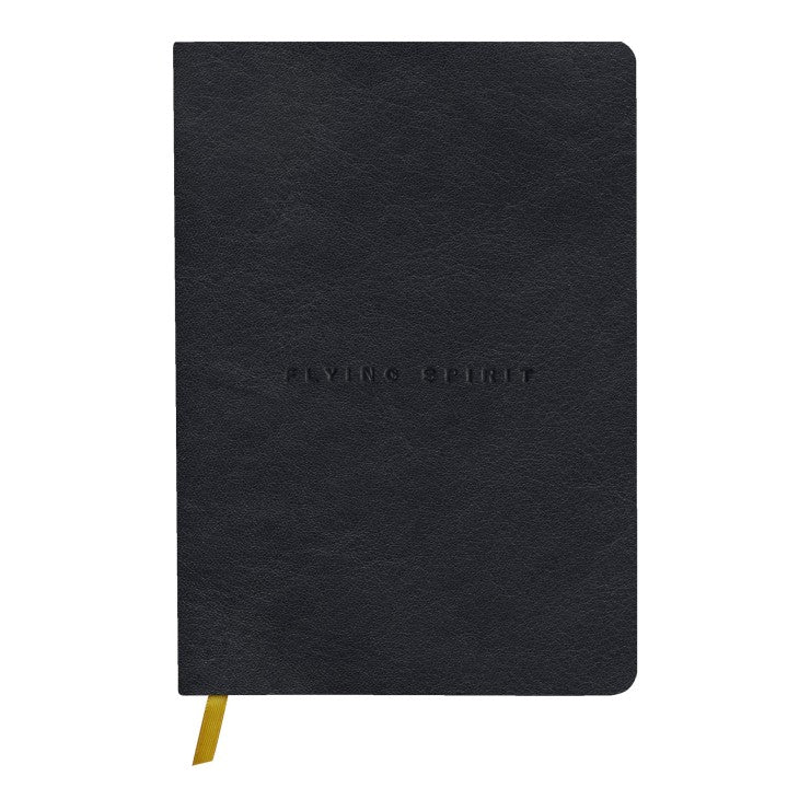 Lined Notebook Flying Spirit leather 180 pages black A5 (5.8 x 8.3 in)