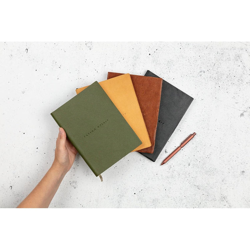 Lined Notebook Flying Spirit glossy leather cognac 180 pages A5 (5.8 x 8.3 in)