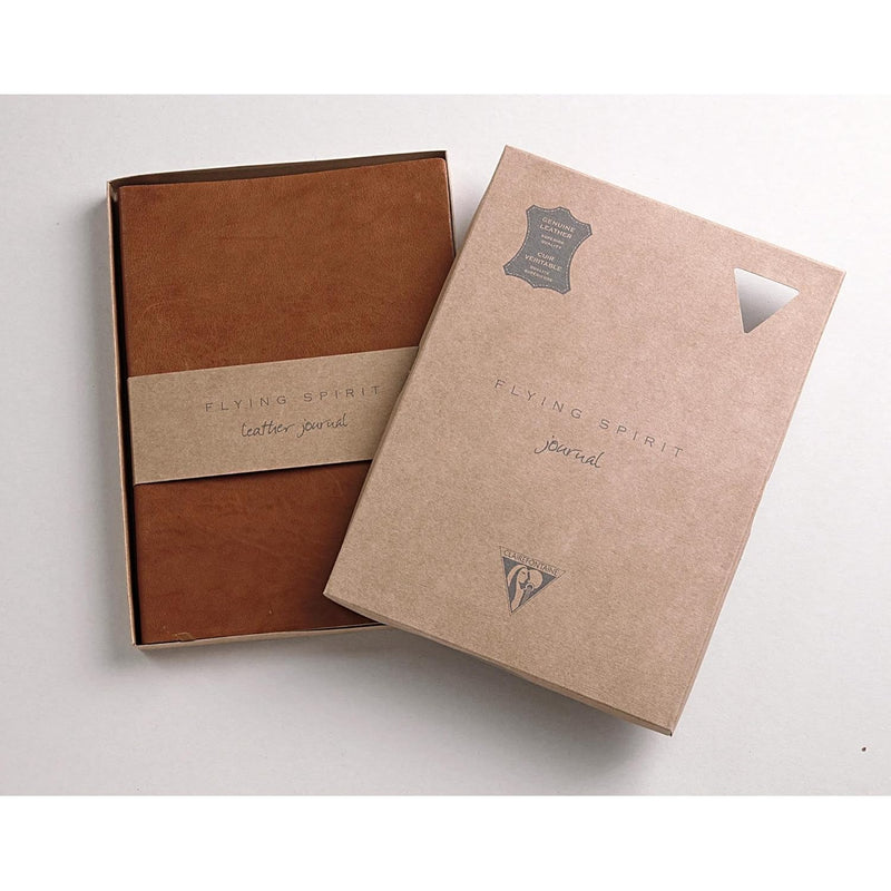 Lined Notebook Flying Spirit glossy leather cognac 180 pages A5 (5.8 x 8.3 in)