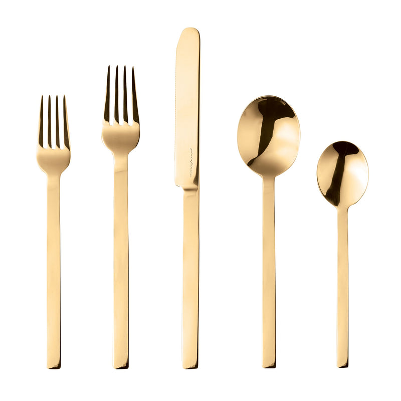 Mepra - Stile By Pininarina Flatware Set - 5 Pcs. - Gold – MPR-107522005O