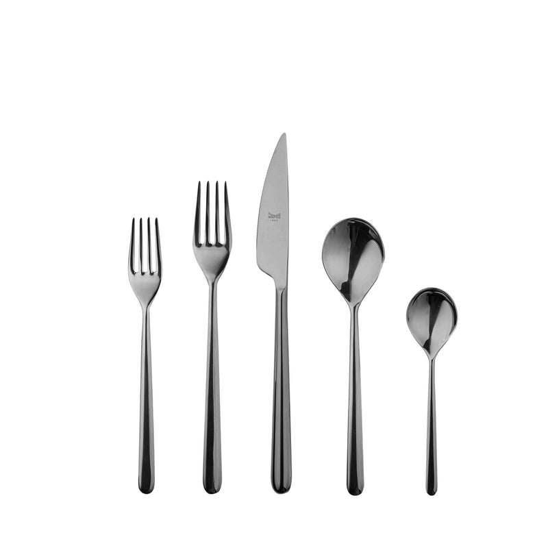 Mepra - Linea Black Gold Flatware Set - 5 Pcs. – MPR-108722005 – Image 1