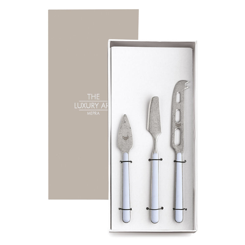 Mepra – Fantasia Light Blue Pewter – 3-Piece Cheese Knife Set – 10A64403P – Image 2