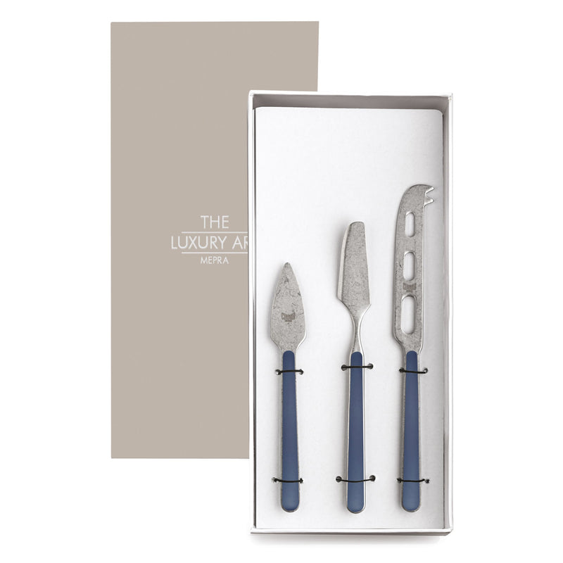 Mepra - Cheese Knives 3Pcs Fantasia Cobalt Pewter