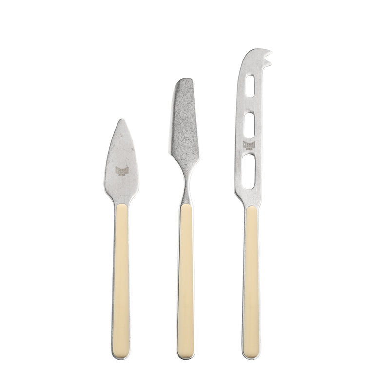 Mepra - Cheese Knives 3Pcs Fantasia Sesame Pewter – MPR-10D64403P – Image 1