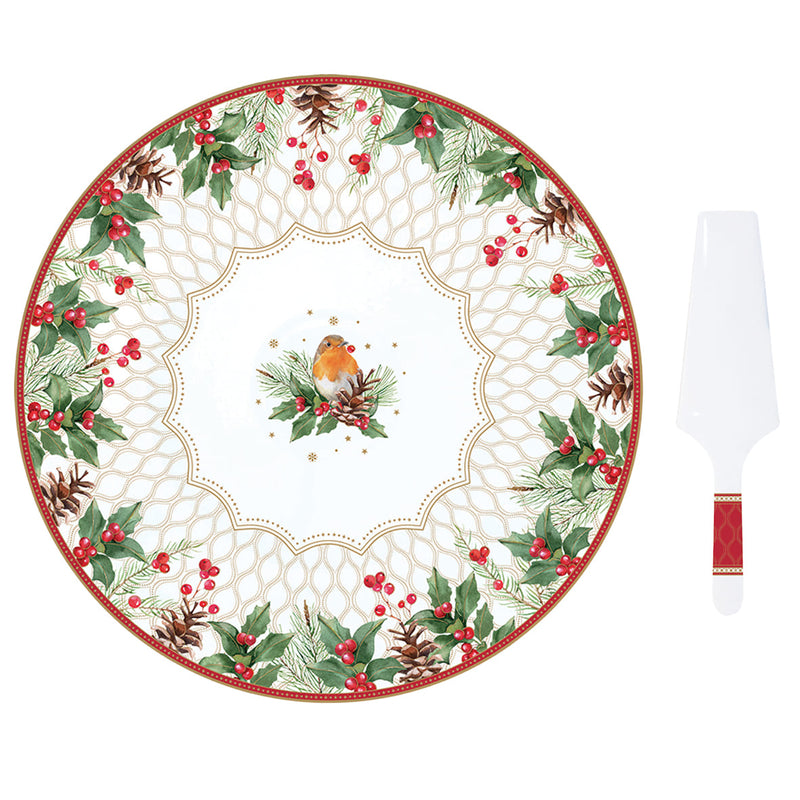 Easy Life - CHRISTMAS BERRIES - Cake Plate with Server | 32 cm / 12.6 in