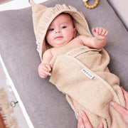 Meyco Baby Ruffle Hooded Bath Towel – Sand – additional product detail or lifestyle view