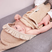 Meyco Baby Ruffle Hooded Bath Towel – Sand – additional product detail or lifestyle view