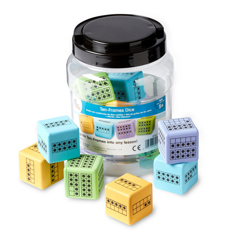 hand2mind - Colorful Foam Ten - Frame Dice (Set of 12)
