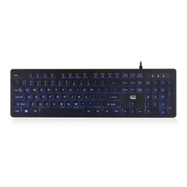 Adesso - Keyboard Wired 2X Large Print Illuminated LED Backlight 104 Keys Water Resistant PC - Black